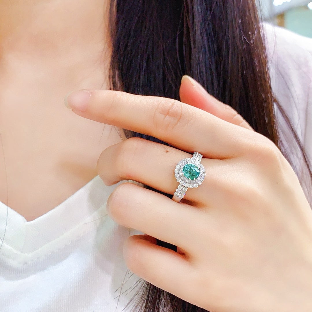 14k Gold 1.62 Ctw Natural Paraiba Tourmaline & Diamond Ring - 7