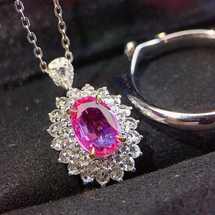 14k Gold 2.32 Ctw Natural Padparadscha Sapphire & Diamond Ring/pendant( Without Chain ) - 4