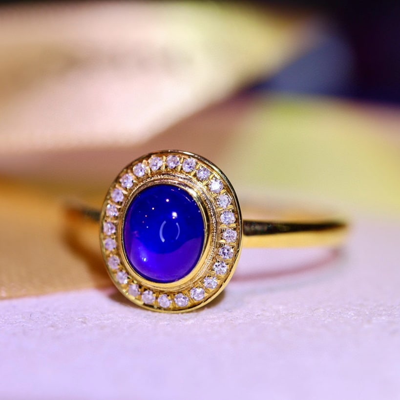 14k Gold 0.75 Ct Natural Sapphire & Diamond Ring - 2