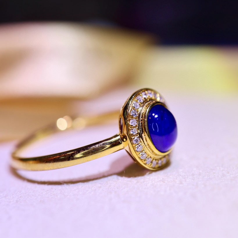 14k Gold 0.75 Ct Natural Sapphire & Diamond Ring - 5