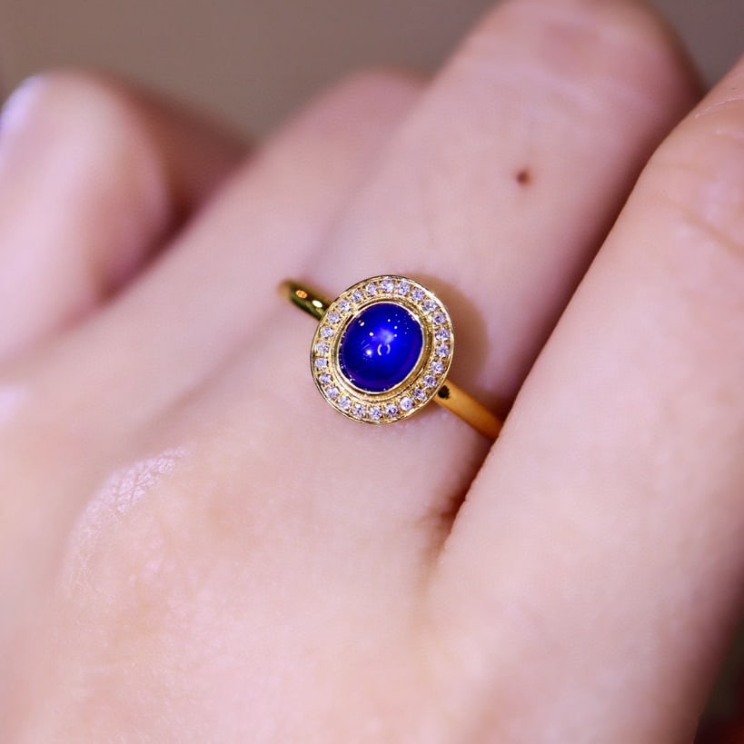 14k Gold 0.75 Ct Natural Sapphire & Diamond Ring - 6