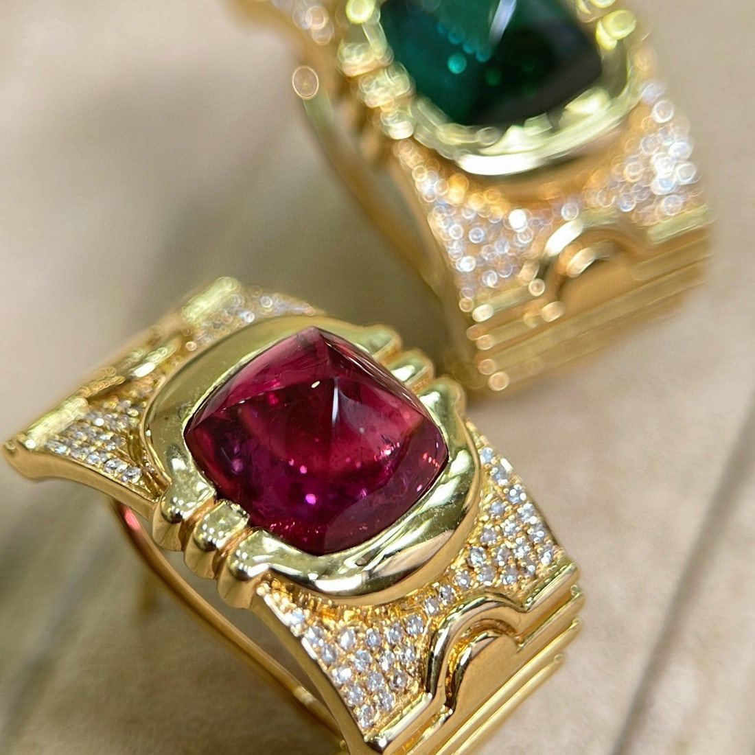 14k Gold 5.98 Ctw Natural Tourmaline & Diamond & Toi Et Moi Earrings - 2
