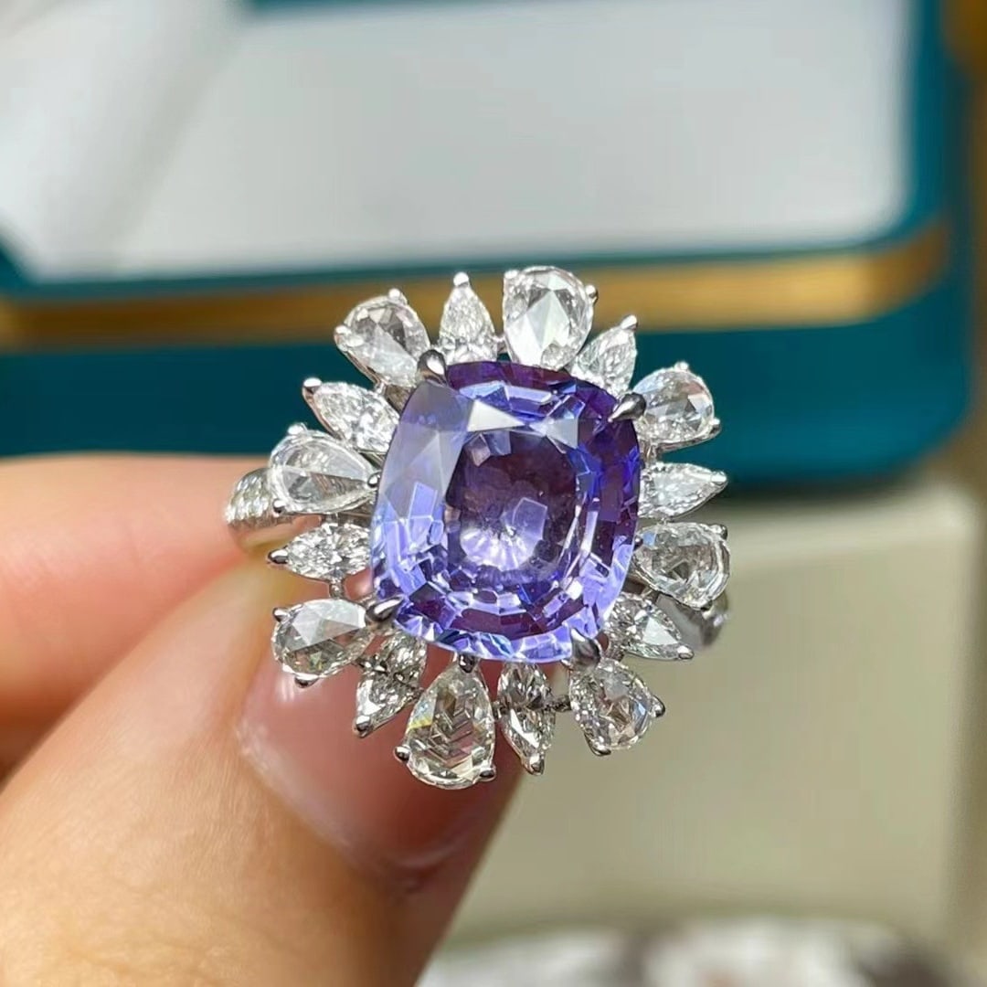 14k Gold 6.09 Ctw Natural Sapphire & Diamond Ring - 2