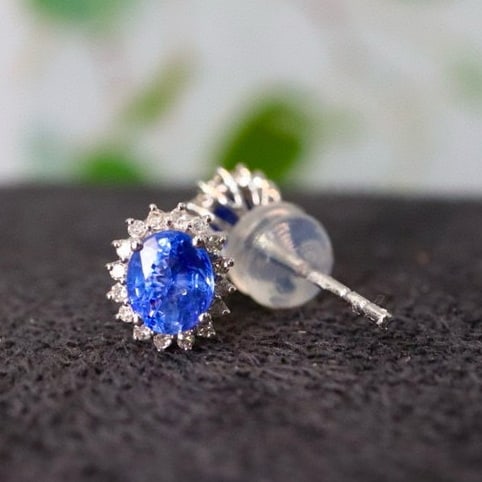 14k Gold 1.13 Ctw Natural Sapphire & Diamond Earrings - 4