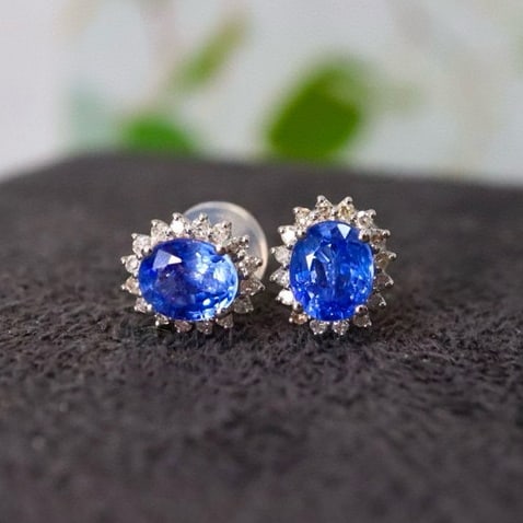 14k Gold 1.13 Ctw Natural Sapphire & Diamond Earrings - 5