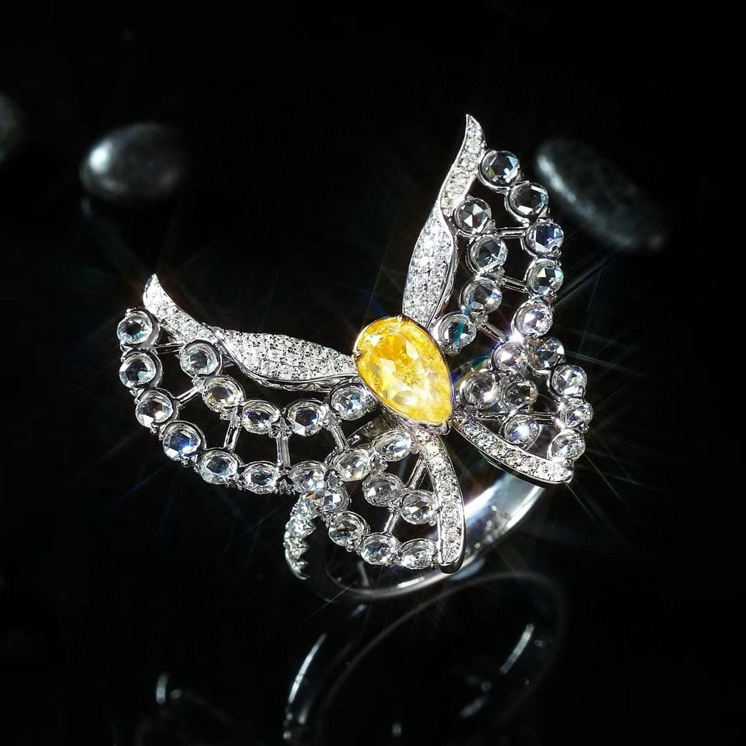 14k Gold 2.53 Ctw Natural Yellow Diamond & Diamond Ring/brooch/pendant( Without Chain ) - 4