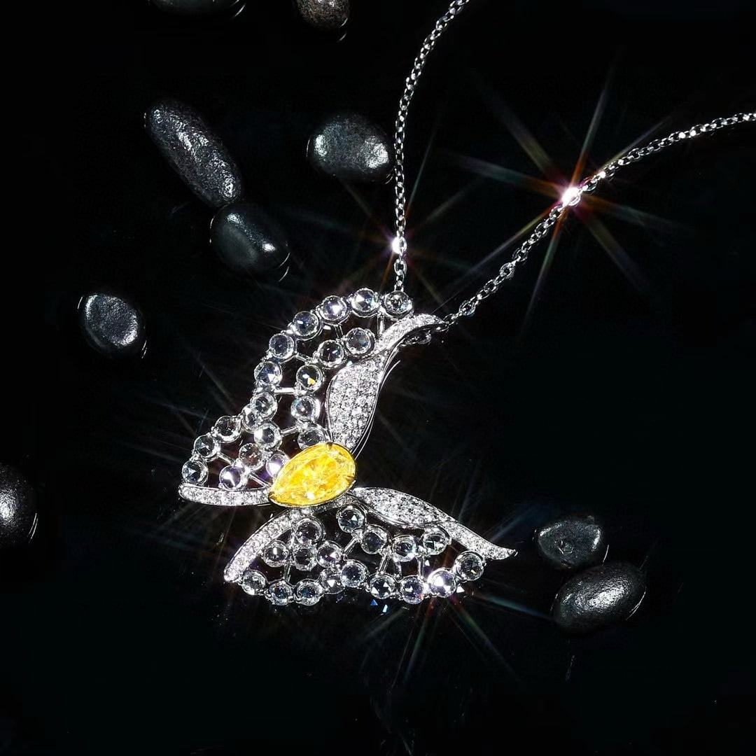 14k Gold 2.53 Ctw Natural Yellow Diamond & Diamond Ring/brooch/pendant( Without Chain ) - 6