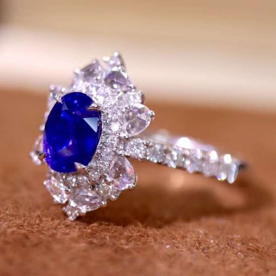 14k Gold 1.90 Ctw Natural Sapphire & Diamond Ring - 4