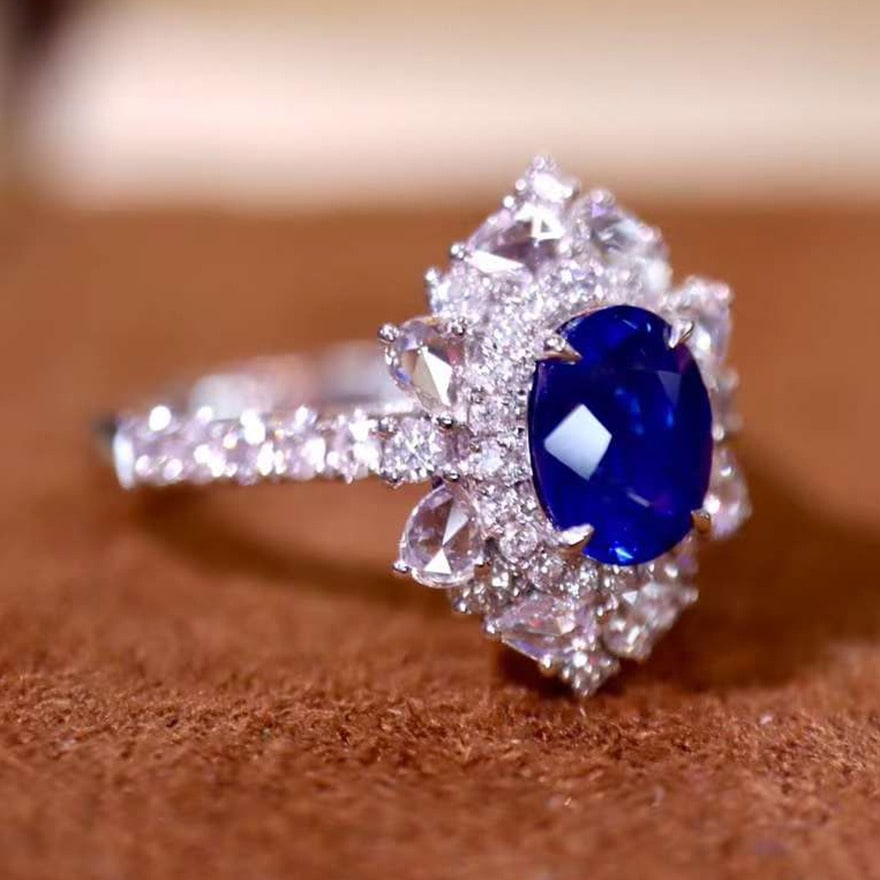 14k Gold 1.90 Ctw Natural Sapphire & Diamond Ring - 5