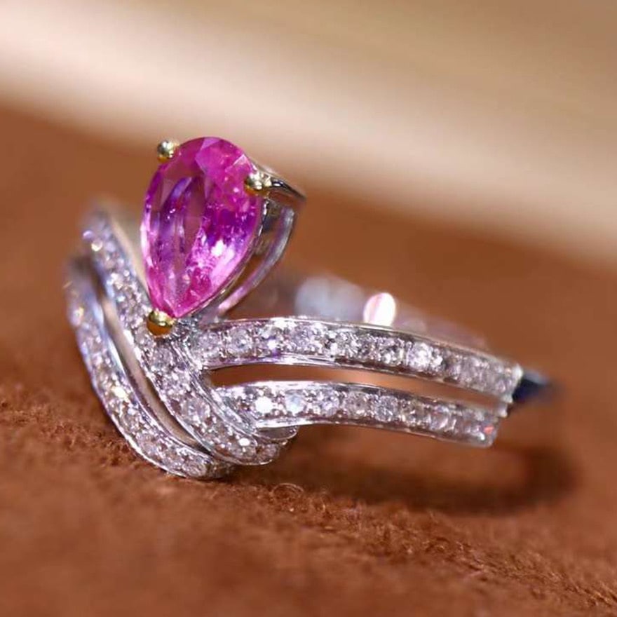 14k Gold 0.78 Ctw Natural Sapphire & Diamond Ring - 3