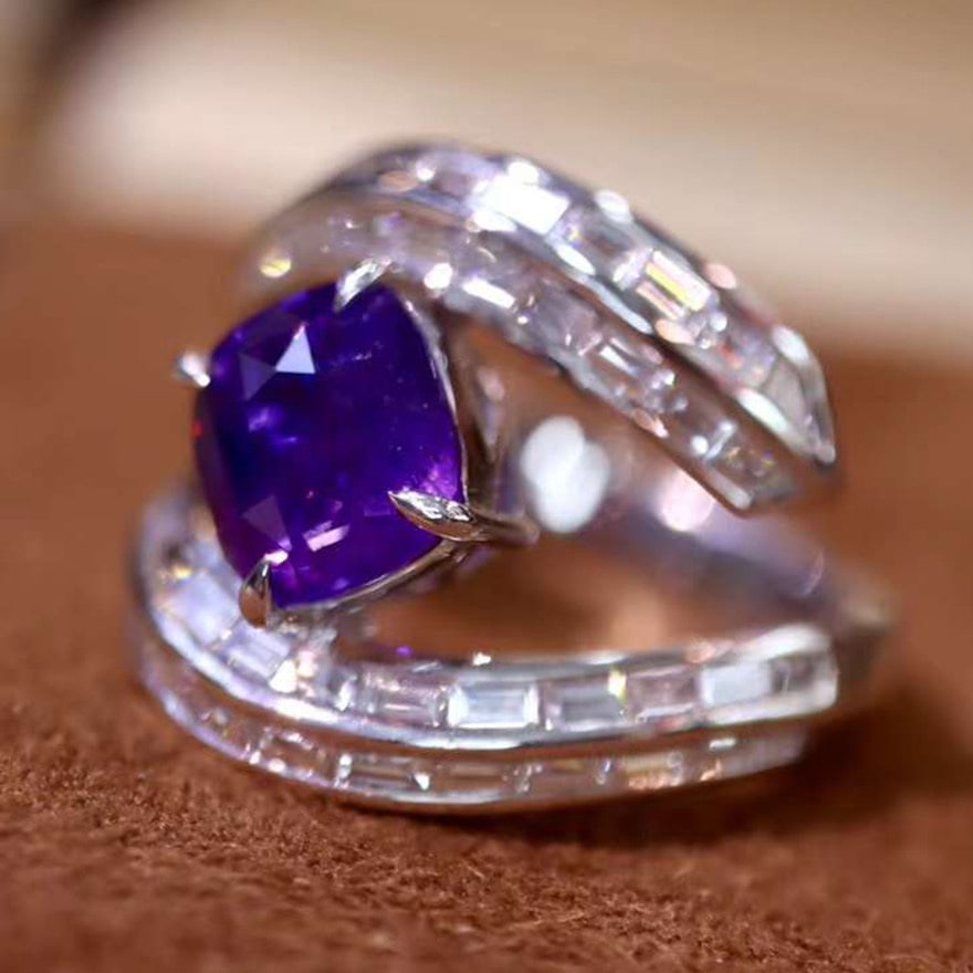 14k Gold 3.45 Ctw Natural Sapphire & Diamond Ring - 2