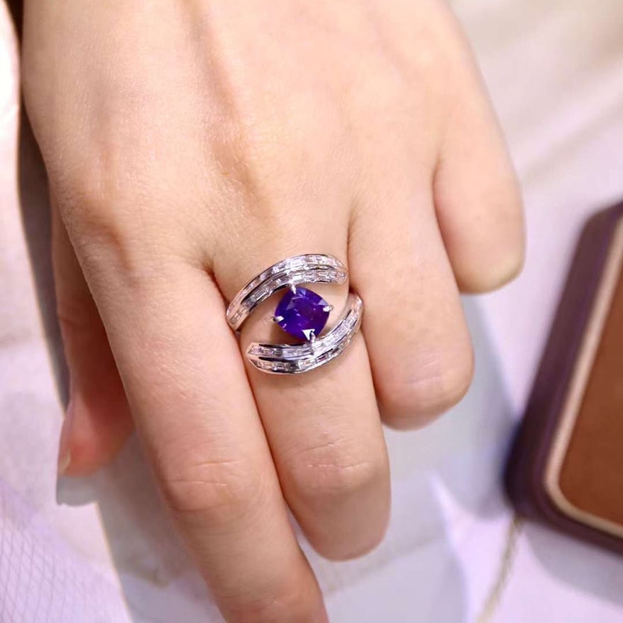 14k Gold 3.45 Ctw Natural Sapphire & Diamond Ring - 4