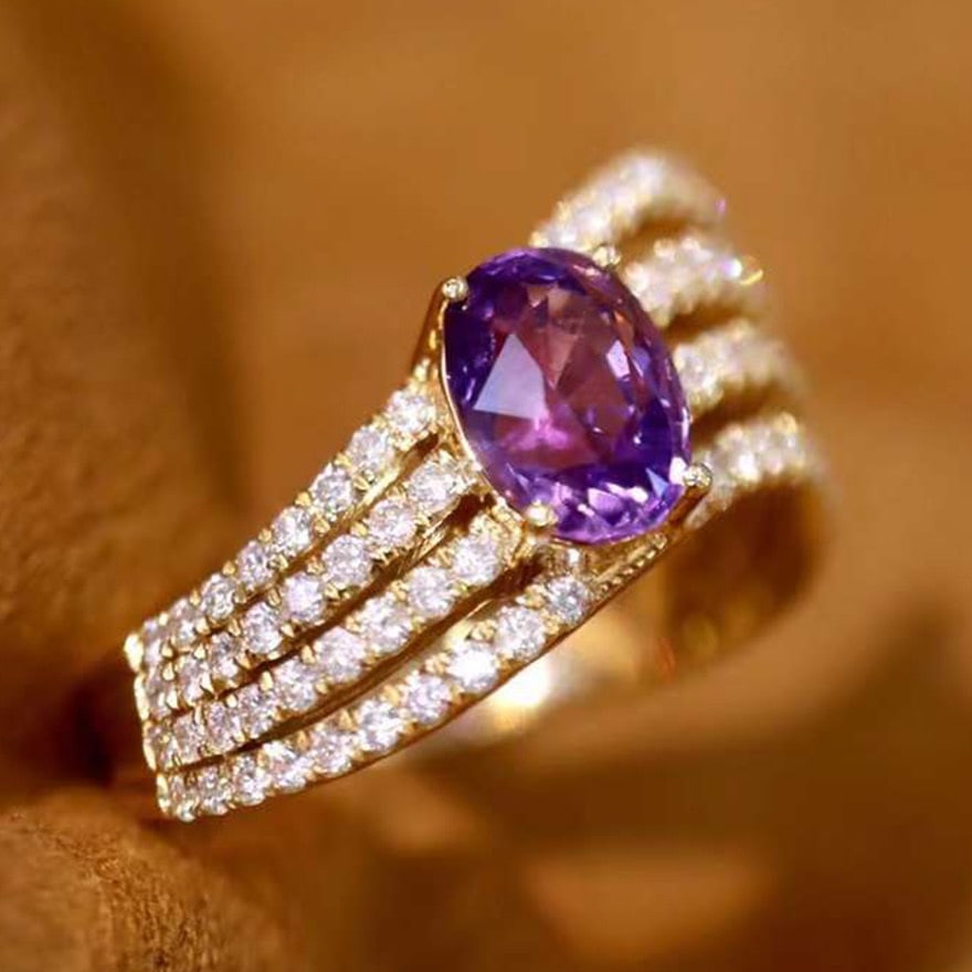 14k Gold 2.29 Ctw Natural Sapphire & Diamond Ring - 4