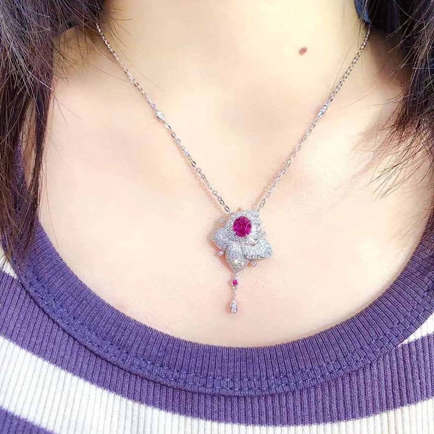 14k Gold 3.45 Ctw Natural Sapphire & Diamond Necklace - 2