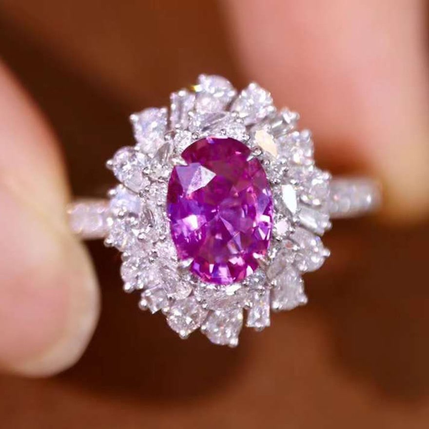 14k Gold 1.99 Ctw Natural Sapphire & Diamond Ring: Ref:230974149 // gold content:14k gold // ring size:7. 25us // // main gemstone:sapphire // shape:oval // carat weight:1. 12ct // color:pink // treatment:natural // // adjacent gemstone 2 : diamond //