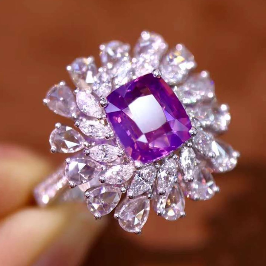 14k Gold 2.58 Ctw Natural Sapphire & Diamond Ring - 5