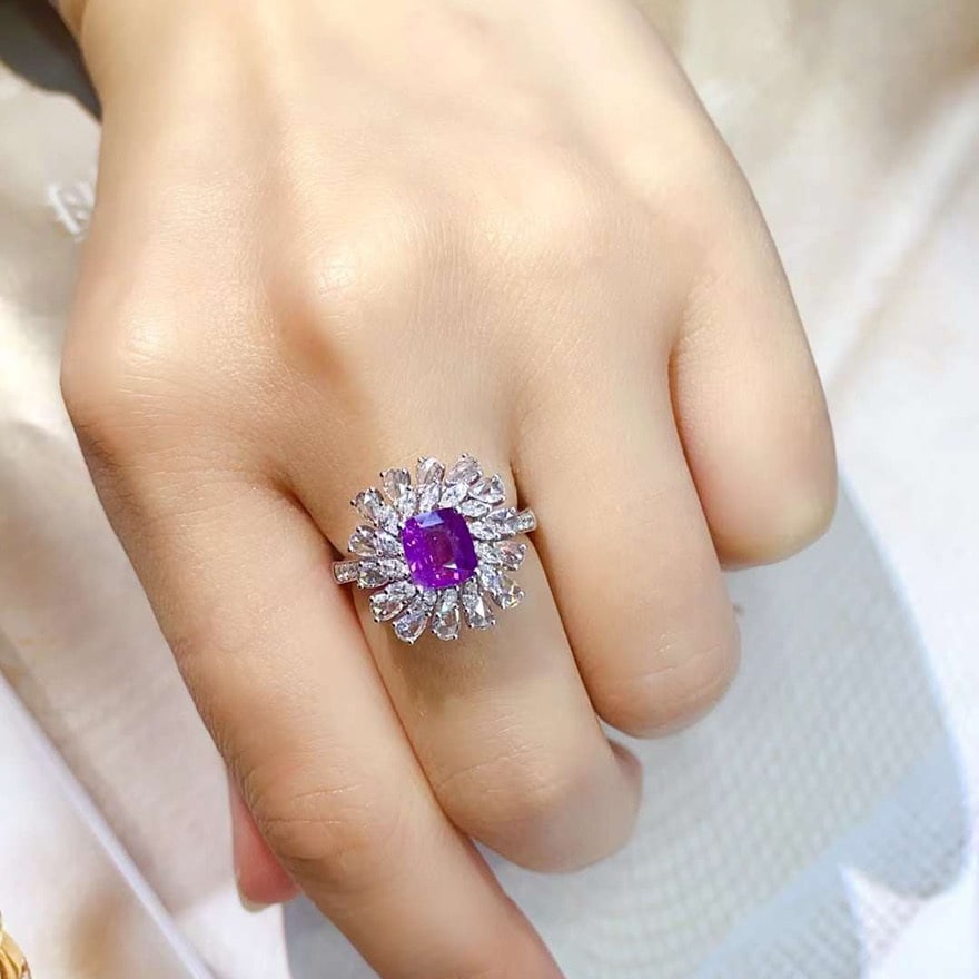 14k Gold 2.58 Ctw Natural Sapphire & Diamond Ring - 6