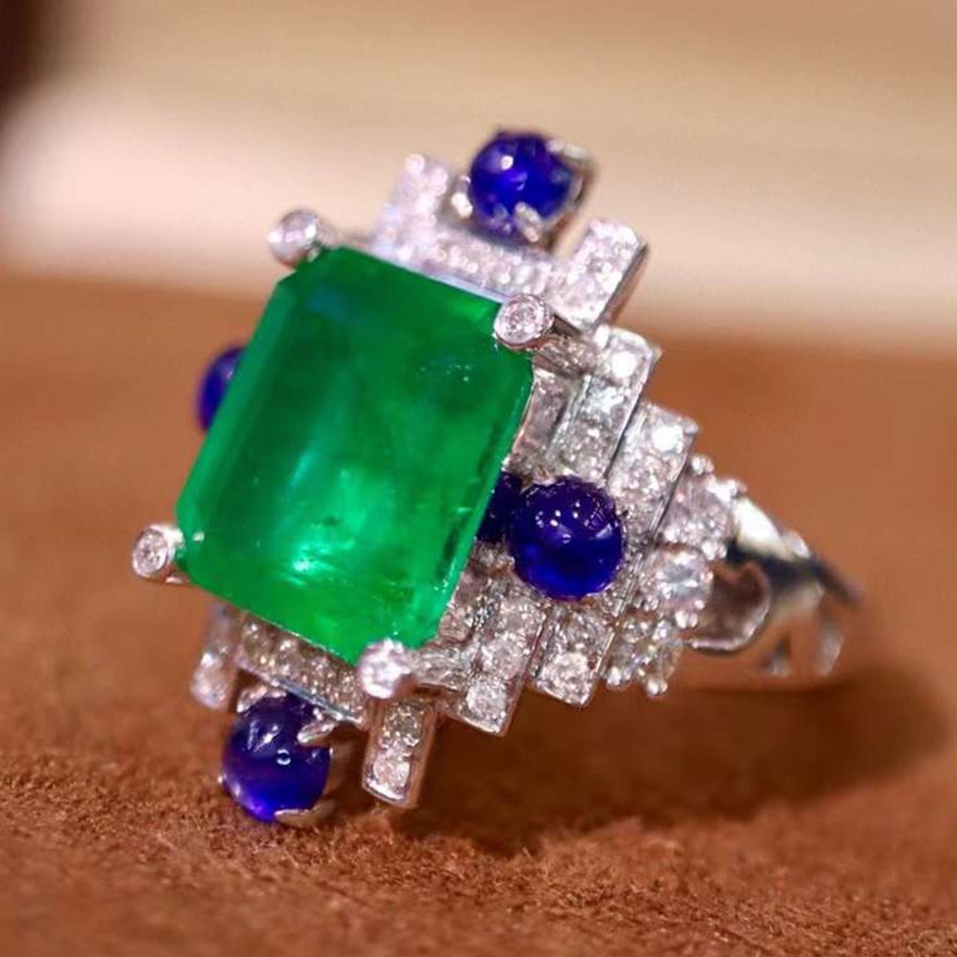 14k Gold 5.25 Ctw Natural Emerald & Diamond Ring - 2