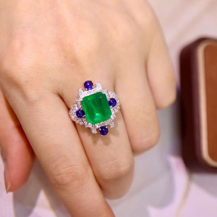 14k Gold 5.25 Ctw Natural Emerald & Diamond Ring - 3