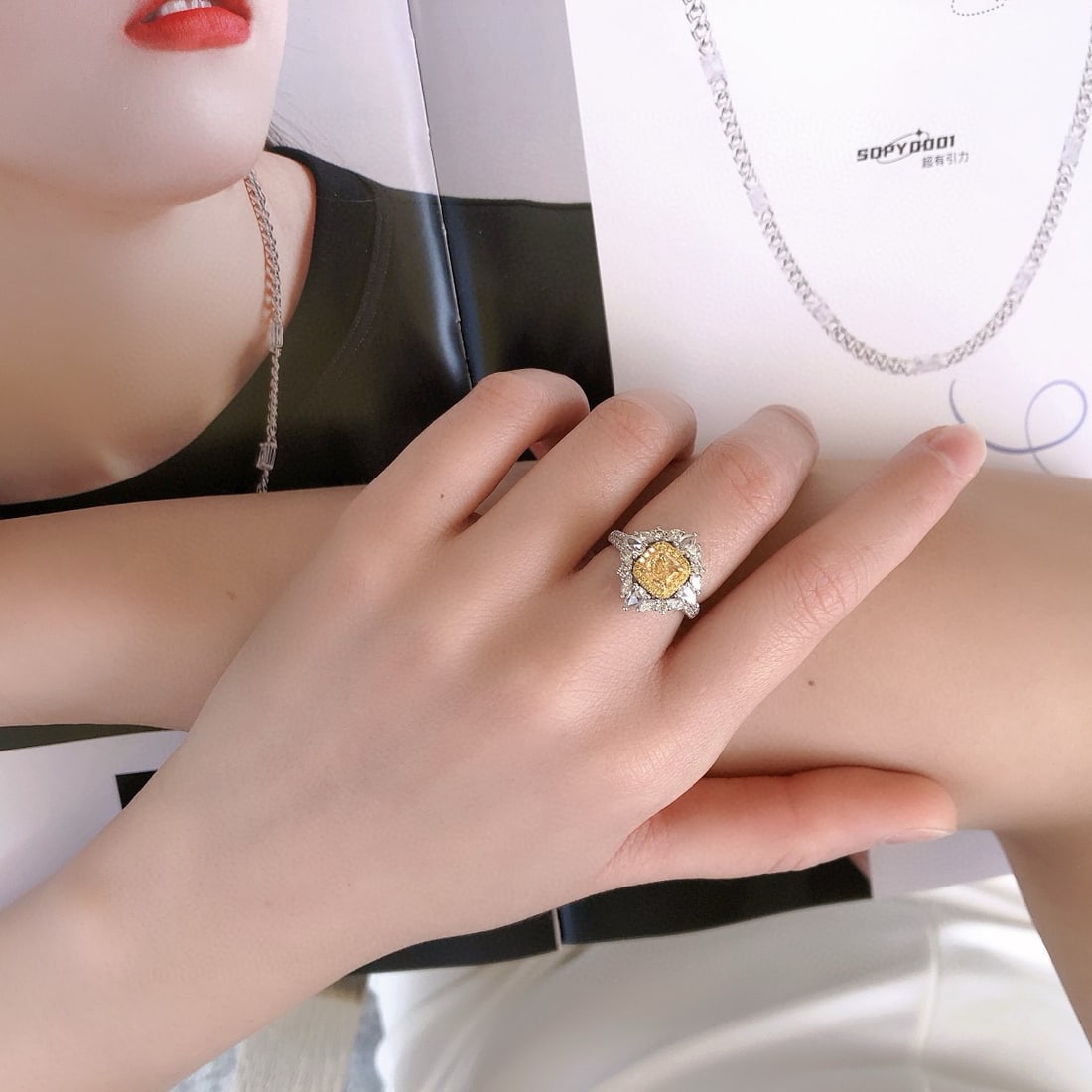 14k Gold 2.06 Ctw Natural Yellow Diamond & Diamond Ring/pendant( Without Chain ) - 5