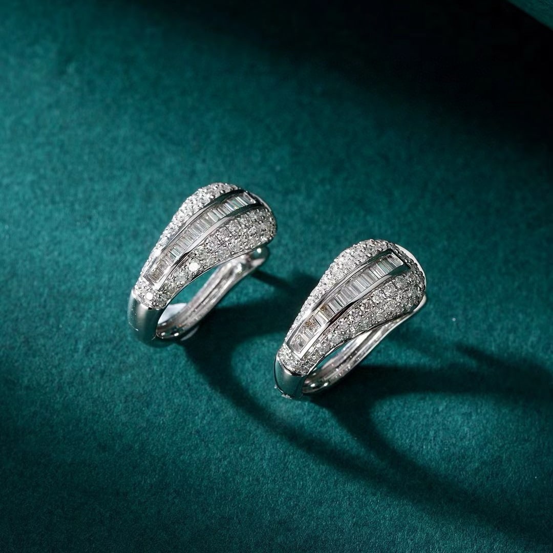14k Gold 0.84 Ctw Natural H Diamond Earrings - 2