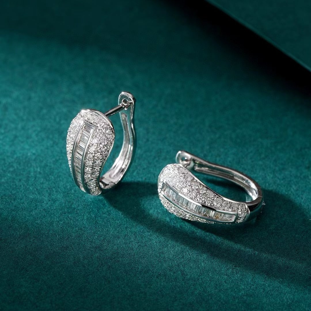 14k Gold 0.84 Ctw Natural H Diamond Earrings - 4