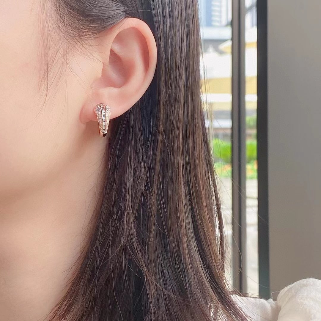 14k Gold 0.84 Ctw Natural H Diamond Earrings - 5