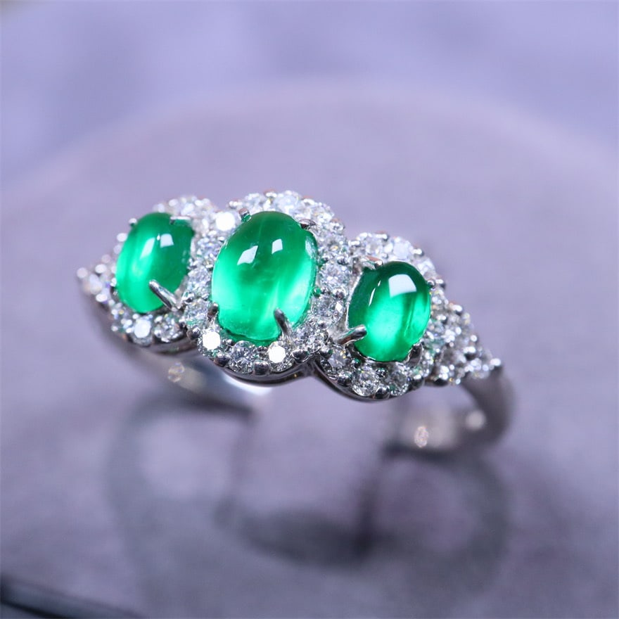 14k Gold 1.21 Ctw Natural Emerald & Diamond Ring - 5