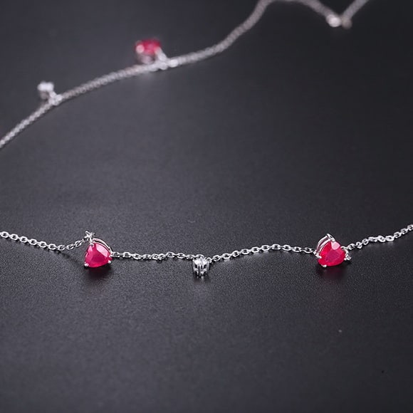14k Gold 1.41 Ctw Natural Ruby & Diamond Necklace - 6