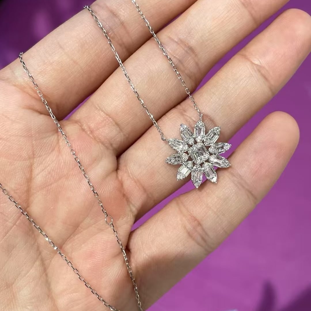 14k Gold 0.55 Ct Natural H Diamond Necklace - 4