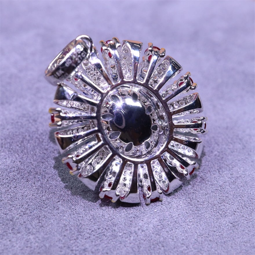 14k Gold 10.39 Ctw Natural Star Sapphire & Diamond Pendant( Without Chain ) - 5