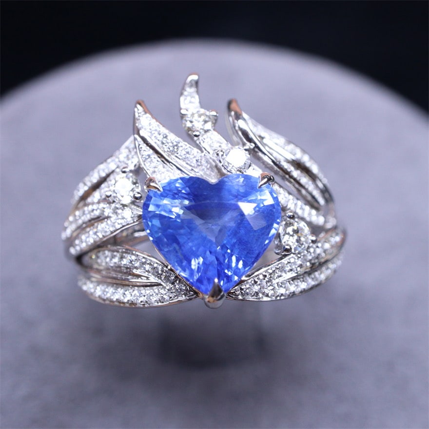 14k Gold 2.53 Ctw Natural Sapphire & Diamond Ring - 2