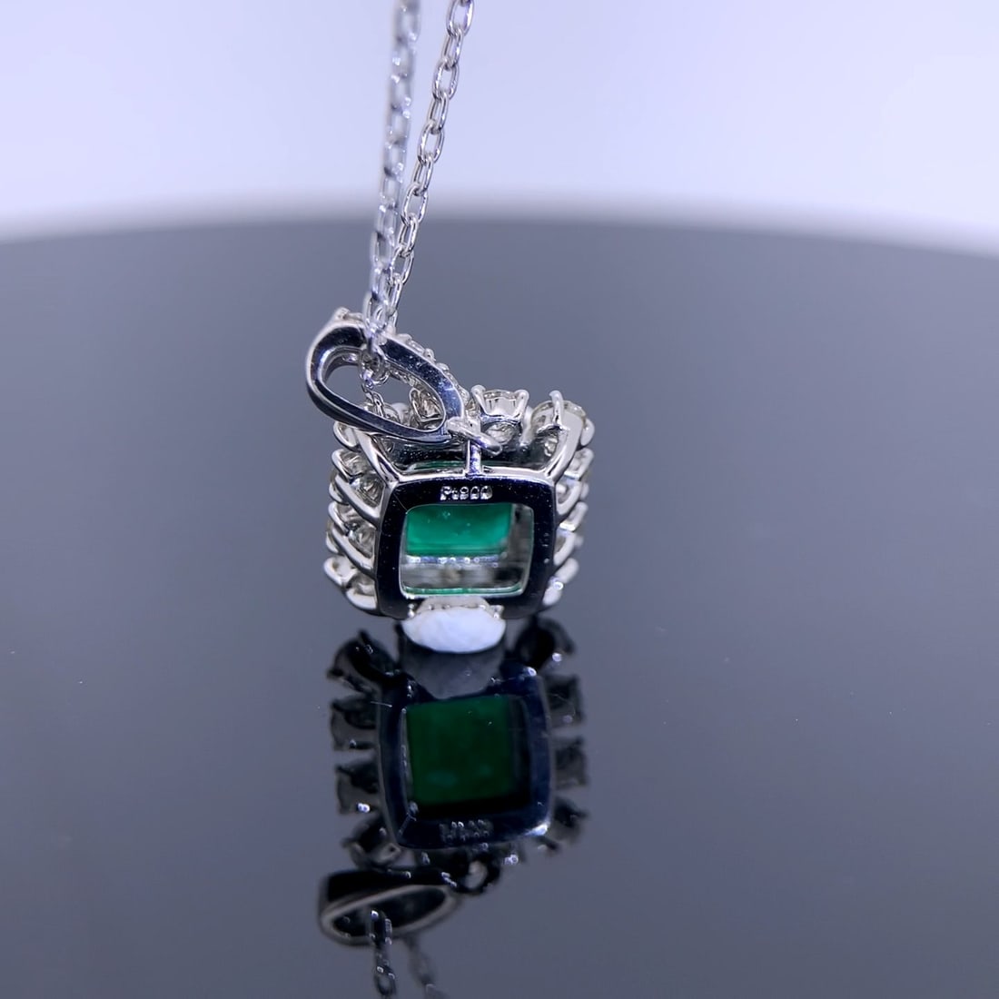 14k Gold 1.67 Ctw Vivid Green Natural Emerald & Diamond Pendant( Without Chain ) - 2