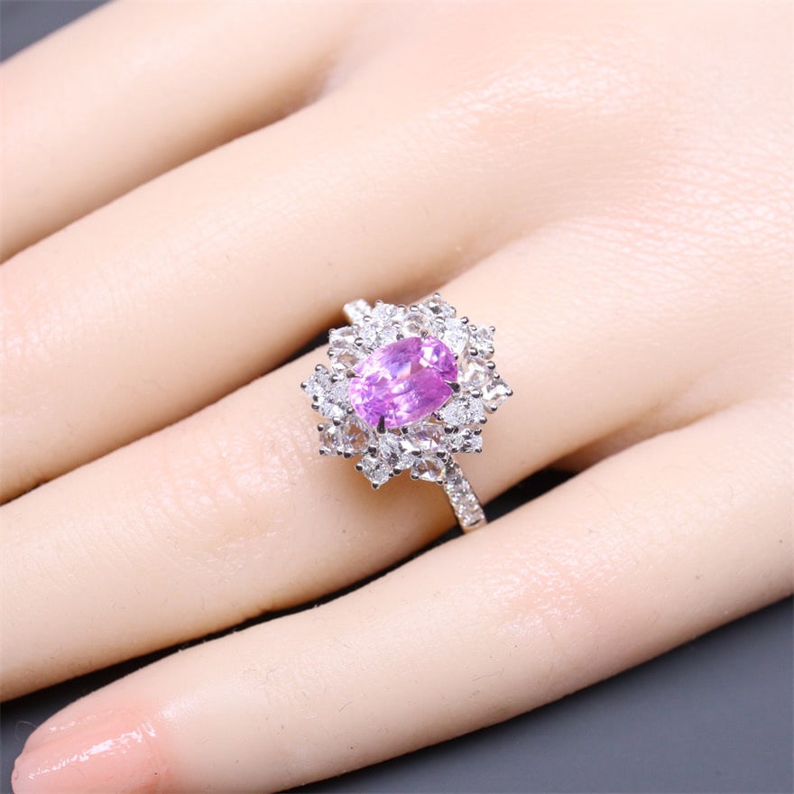 14k Gold 2.39 Ctw Natural Padparadscha Sapphire & Diamond Ring - 7