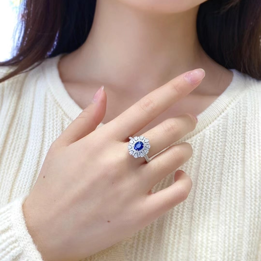 14k Gold 1.93 Ctw Natural Sapphire & Diamond Ring - 3