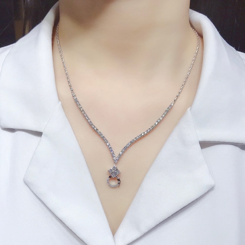 14k Gold 1.98 Ct Natural H Diamond Necklace - 5