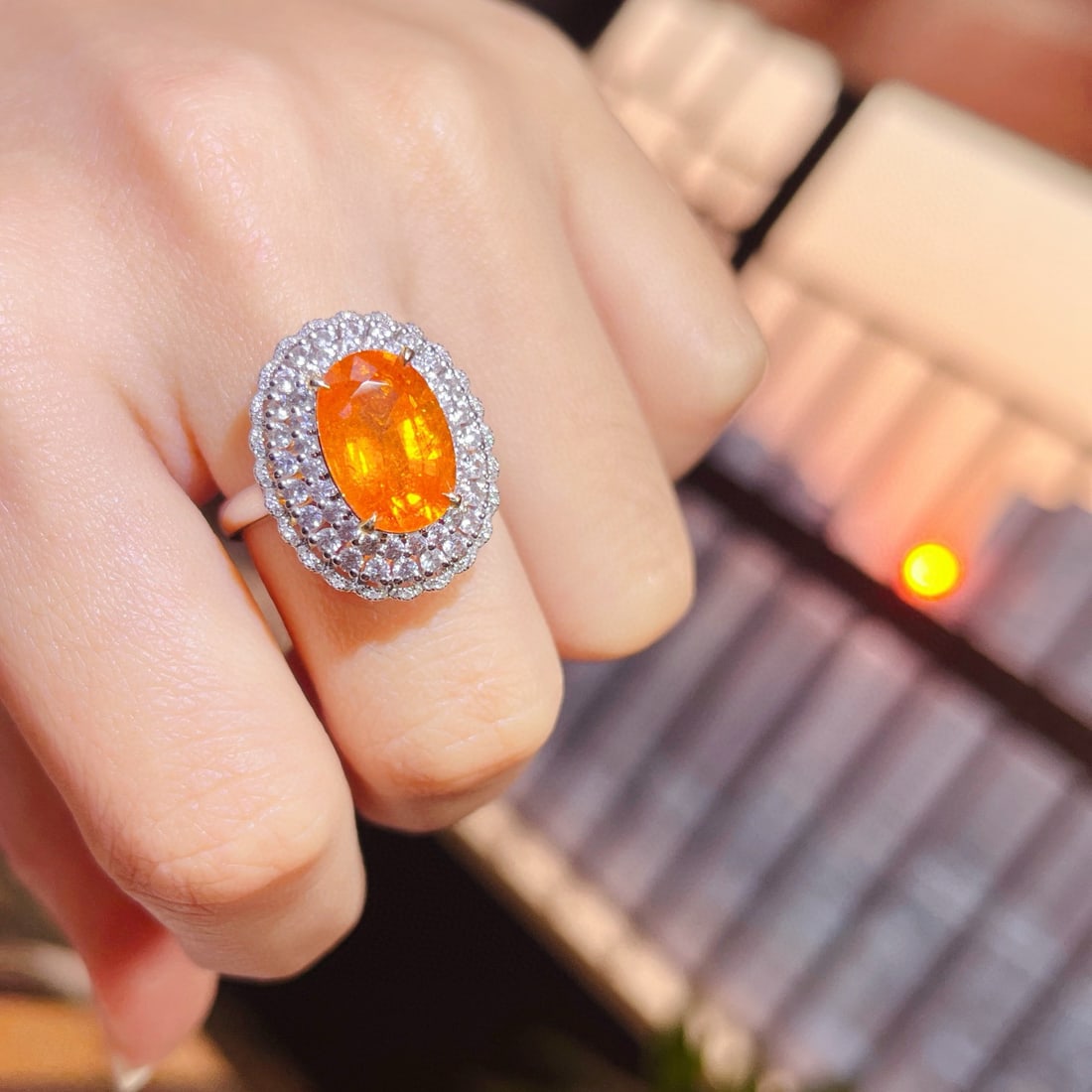 14k Gold 5.83 Ctw Natural Spessartine & Diamond Ring/pendant( Without Chain ) - 4