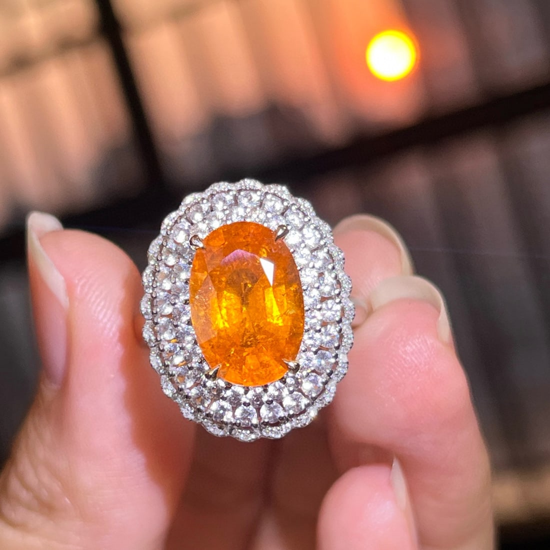 14k Gold 5.83 Ctw Natural Spessartine & Diamond Ring/pendant( Without Chain ) - 7