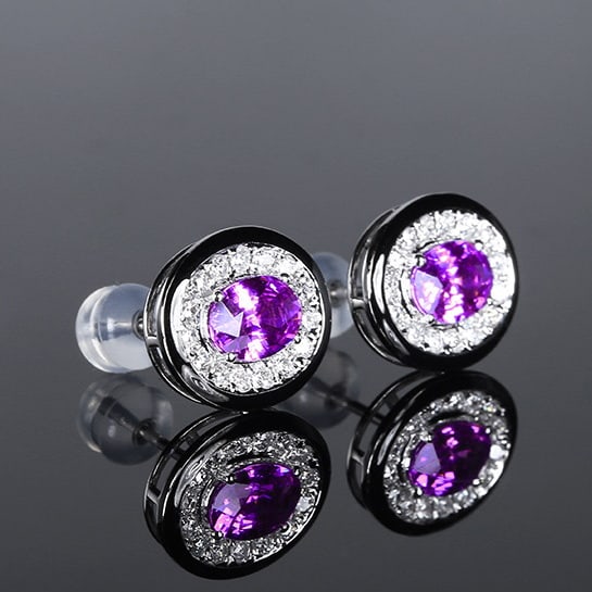 14k Gold 2.20 Ctw Natural Sapphire & Diamond Earrings - 2