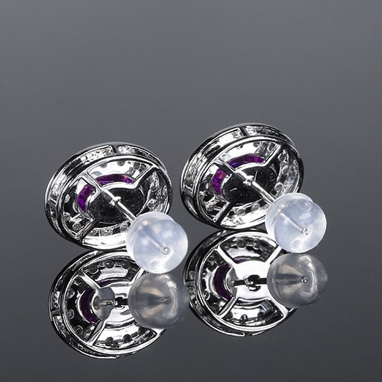 14k Gold 2.20 Ctw Natural Sapphire & Diamond Earrings - 3