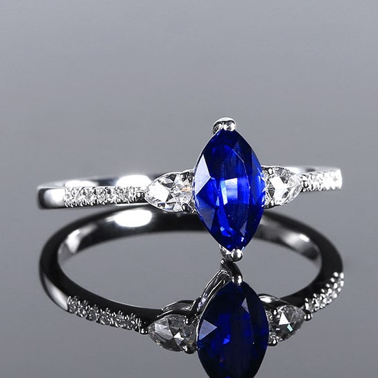 14k Gold 1.26 Ctw Natural Sapphire & Diamond Ring - 2