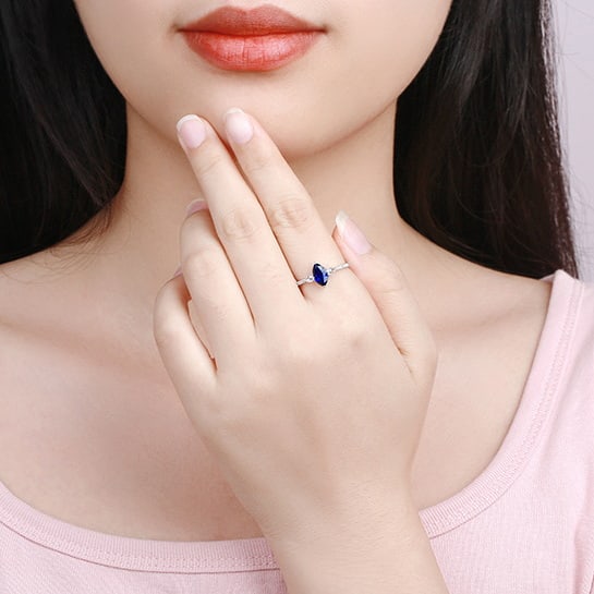 14k Gold 1.26 Ctw Natural Sapphire & Diamond Ring - 4