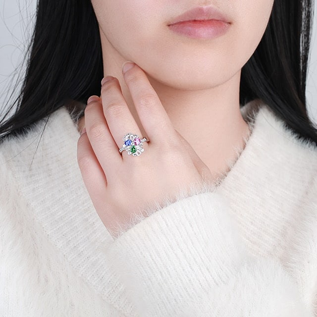 14k Gold 1.11 Ctw Natural Sapphire & Tsavorite Ring - 4