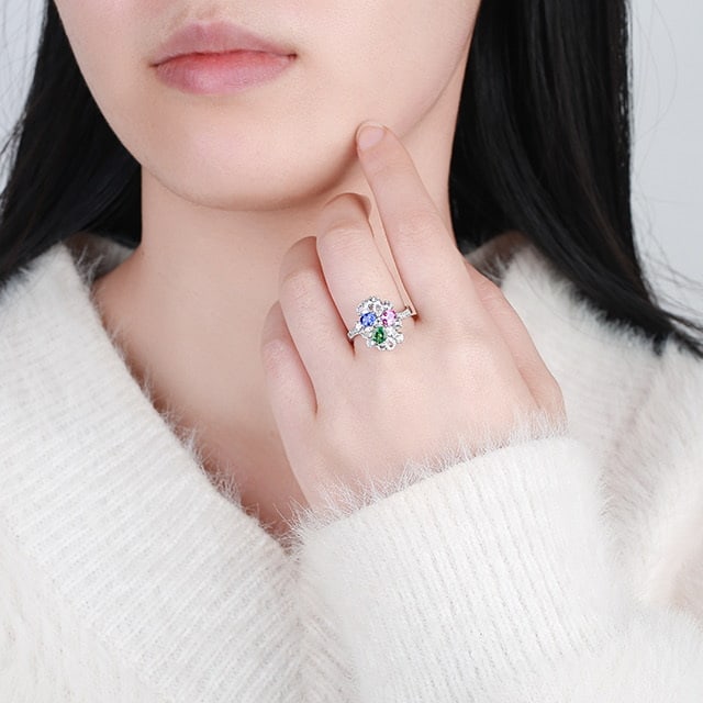14k Gold 1.11 Ctw Natural Sapphire & Tsavorite Ring - 5