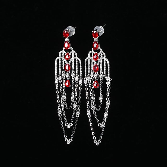 14k Gold 3.02 Ctw Natural Ruby & Diamond Earrings - 2
