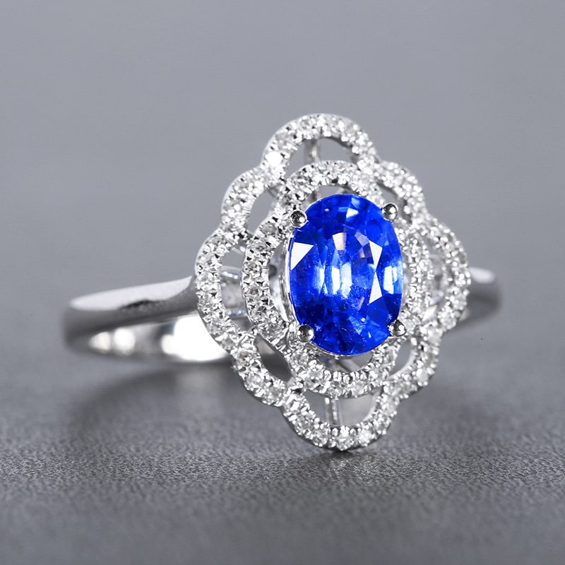 14k Gold 1.35 Ctw Natural Sapphire & Diamond Ring - 4