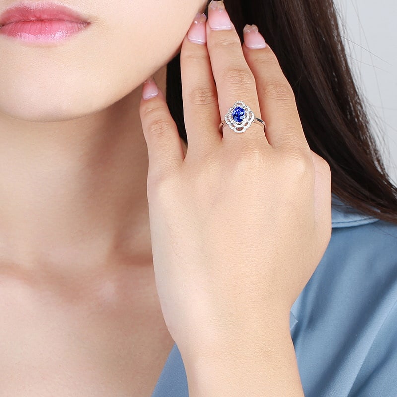 14k Gold 1.35 Ctw Natural Sapphire & Diamond Ring - 5
