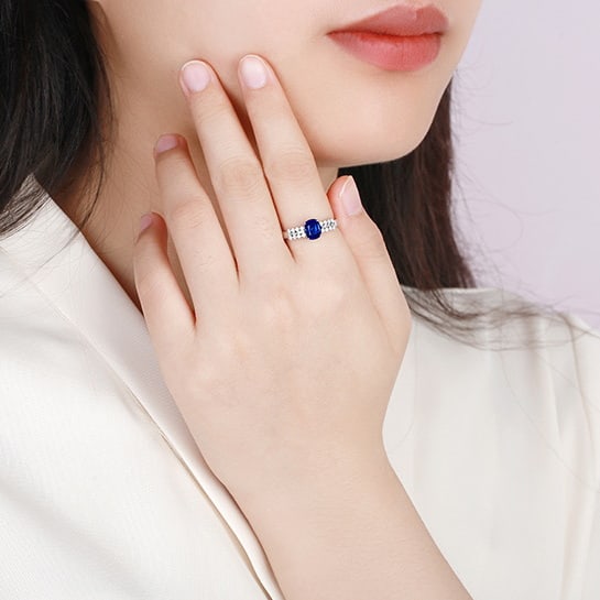 14k Gold 1.46 Ctw Natural Sapphire & Diamond Ring - 6
