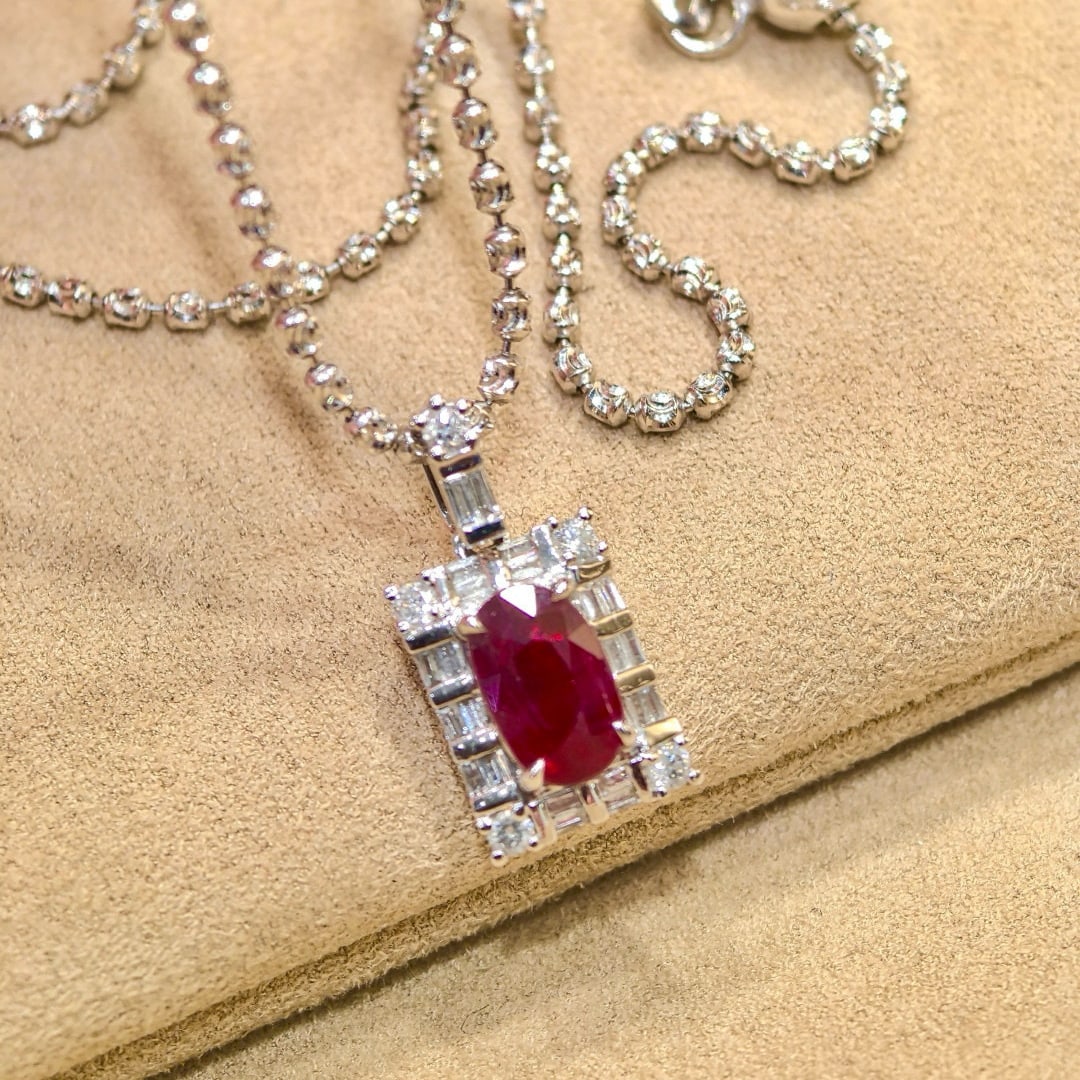 14k Gold 1.41 Ctw Natural Ruby & Diamond Pendant( Without Chain ) - 2