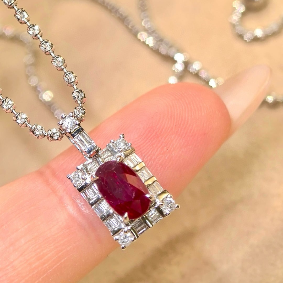 14k Gold 1.41 Ctw Natural Ruby & Diamond Pendant( Without Chain ) - 5